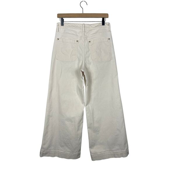 Anthropologie Maeve High Waist Wide-Leg Pants Ivory Size 30 Classic Casual - Picture 7 of 11